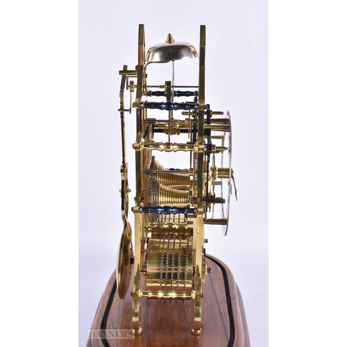 46 - A FINE 19TH CENTURY GLASS CASED SKELETON CLOCK by W Bishop of London, with unusual blued steel suppo... 