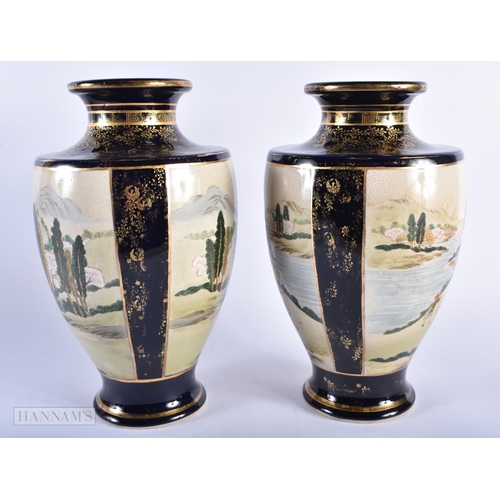 463 - A LARGE PAIR OF LATE 19TH CENTURY JAPANESE MEIJI PERIOD SATSUMA VASES together with a large satsuma ... 