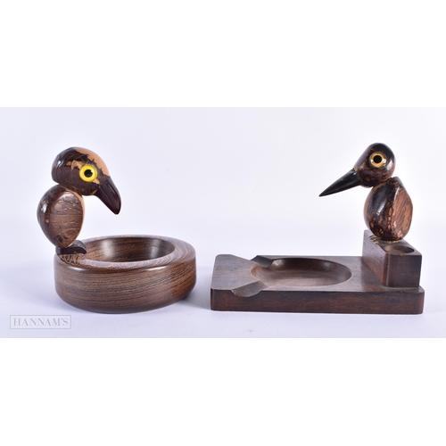 48 - AN UNUSUAL PAIR OF ART DECO WALLY BIRD BAKELITE CARVED WOOD SCULPTURES with bakelite features. Large... 