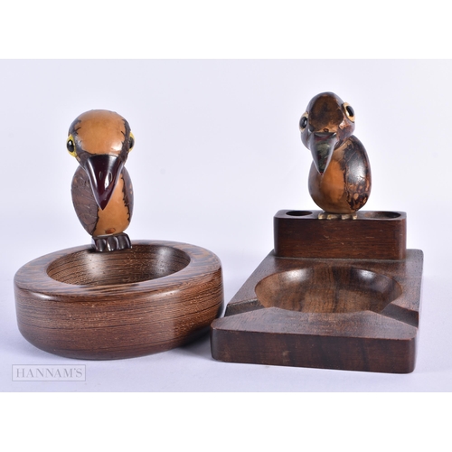 48 - AN UNUSUAL PAIR OF ART DECO WALLY BIRD BAKELITE CARVED WOOD SCULPTURES with bakelite features. Large... 