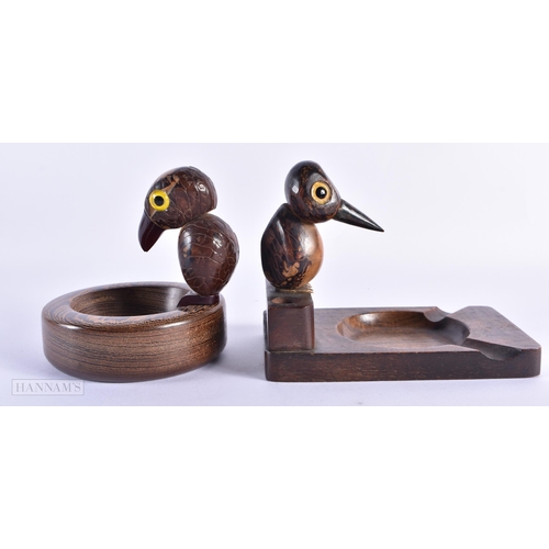 48 - AN UNUSUAL PAIR OF ART DECO WALLY BIRD BAKELITE CARVED WOOD SCULPTURES with bakelite features. Large... 