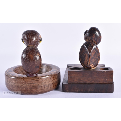 48 - AN UNUSUAL PAIR OF ART DECO WALLY BIRD BAKELITE CARVED WOOD SCULPTURES with bakelite features. Large... 