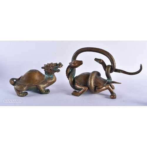 483 - FOUR BRONZE TORTOISE. Largest 24 cm wide. (4)