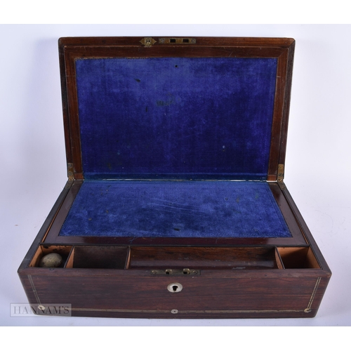 493 - AN EARLY 19TH CENTURY TORTOISESHELL INSET CARVED WOOD TEA CADDY together with a Victorian work box. ... 