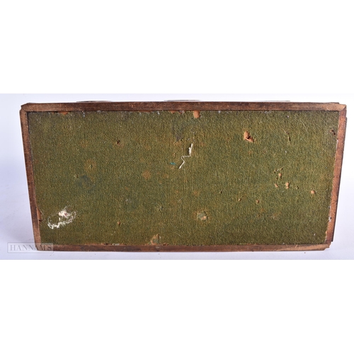 493 - AN EARLY 19TH CENTURY TORTOISESHELL INSET CARVED WOOD TEA CADDY together with a Victorian work box. ... 