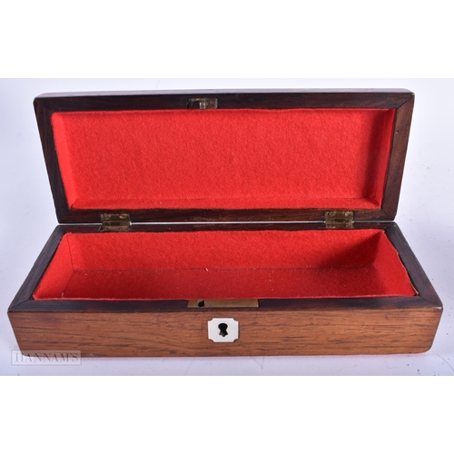 502 - AN ANTIQUE SILVER PLATED REPOUSSE CASKET together with a rosewood box. Largest 23 cm wide. (2)