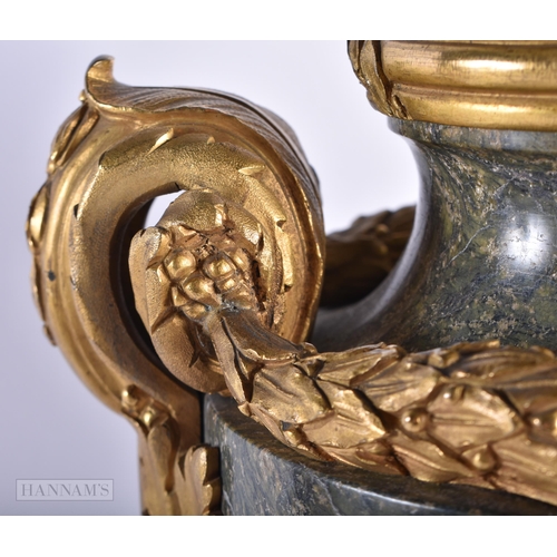 511 - A FINE LARGE EARLY 19TH CENTURY FRENCH ORMOLU AND MARBLE LAMP. 50 cm high.