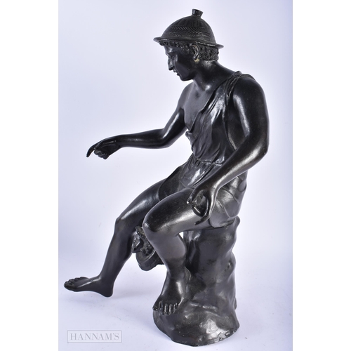 525 - A LARGE 19TH CENTURY ITALIAN GRAND TOUR BRONZE FIGURE OF A MALE After the Antiquity. 54 cm x 20 cm.