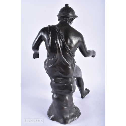 525 - A LARGE 19TH CENTURY ITALIAN GRAND TOUR BRONZE FIGURE OF A MALE After the Antiquity. 54 cm x 20 cm.