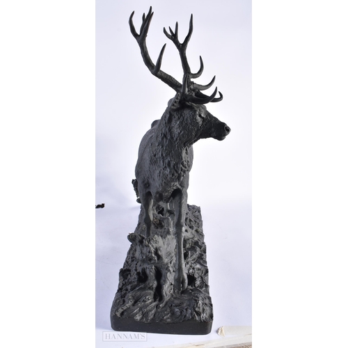 527 - After Christophe Fratin (1801-1864) Bronze, Roaming Stag. 52 cm x 48 cm.