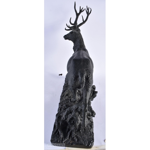 527 - After Christophe Fratin (1801-1864) Bronze, Roaming Stag. 52 cm x 48 cm.