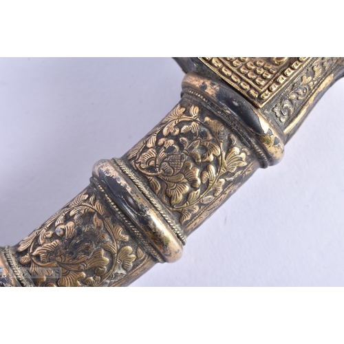 54 - A RARE LARGE 19TH CENTURY INDO PERSIAN REPOUSSE HANDLED KRISS KNIFE. 65 cm long. We do not offer in-... 