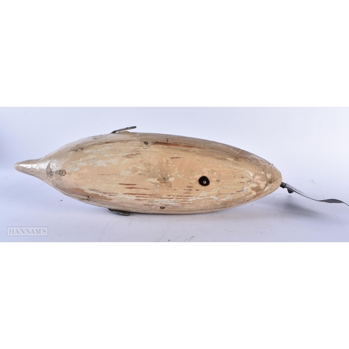 541 - A RARE EARLY WHALE SWIMMING AUTOMATON WOOD TIN PLATE TOY C1895 Collection of J Remise, documented in... 