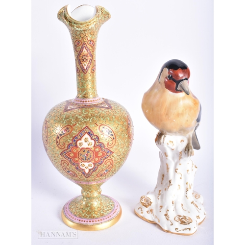 543 - A 19TH CENTURY ENGLISH ISLAMIC MARKET PORCELAIN JUG together with a Royal Worcester bird. Largest 20... 