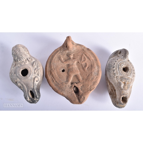 546 - Ancient Roman Oil Lamps. Largest 11cm wide. (3)