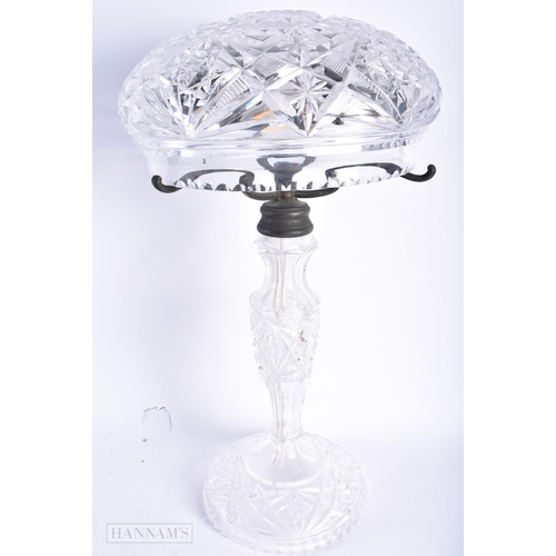 549 - A FINE LARGE CUT GLASS MUSHROOM LAMP. 50 cm x 24 cm.