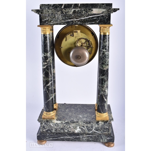 550 - A LARGE 19TH CENTURY FRENCH MARBLE AND GILT BRONZE MANTEL CLOCK of architectural form. 48 cm x 28cm.... 