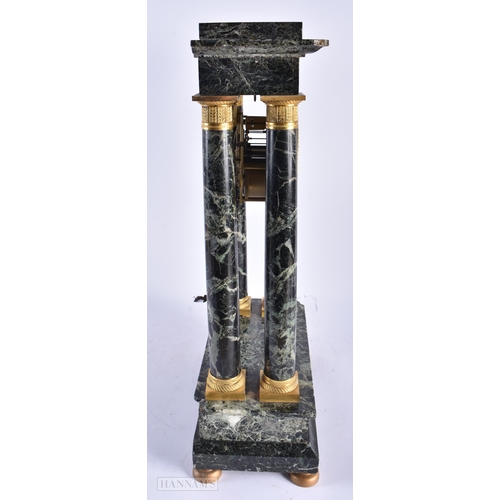 550 - A LARGE 19TH CENTURY FRENCH MARBLE AND GILT BRONZE MANTEL CLOCK of architectural form. 48 cm x 28cm.... 