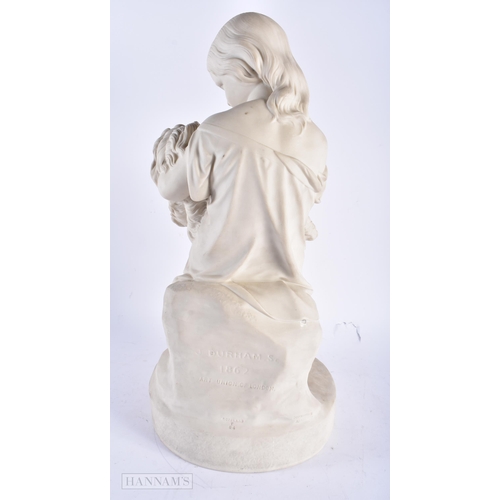 554 - A LARGE 19TH CENTURY COPELAND PARIAN WARE FIGURE 'GO TO SLEEP'. 45cm x 15cm.