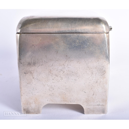 558 - AN ART DECO WIENER KUNST SCHULE SILVER PLATED ENAMEL CASKET by Jan Peterka. 13 cm x 8 cm x 8 cm.