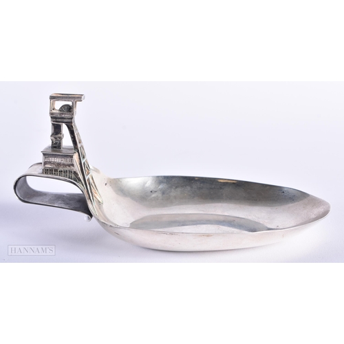 571 - A STYLISH DORNER HAGEN DANISH SILVER FEEDING BOWL/WINE TASTER. 98 grams. 14cm wide.