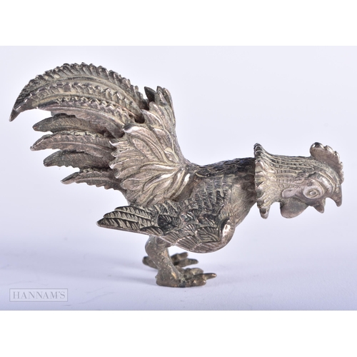 580 - A 19TH CENTURY INDIAN MIDDLE EASTERN WHITE METAL FIGURE OF A BIRD. 223 grams. 8 cm wide.