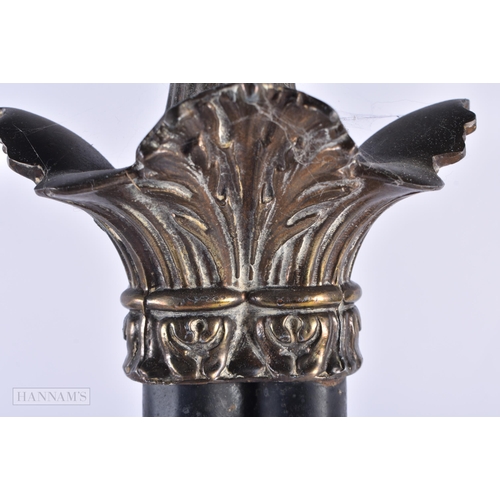 58 - AN ANTIQUE BRONZE FOUR PILLAR COUNTRY HOUSE LAMP. 55 cm high.