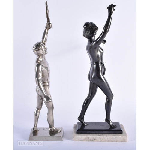 583 - TWO ART DECO SPELTER FIGURES. Largest 34 cm high. (2)