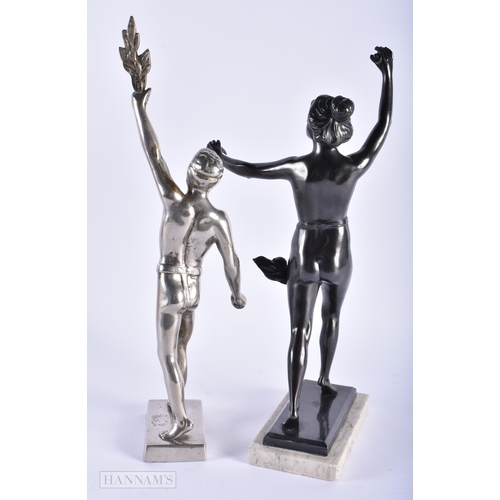 583 - TWO ART DECO SPELTER FIGURES. Largest 34 cm high. (2)