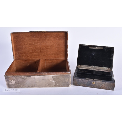 592 - TWO ANTIQUE SILVER BOXES. 862 grams overall. Largest 17 cm wide. (2)