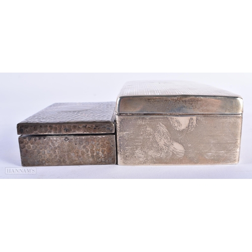 592 - TWO ANTIQUE SILVER BOXES. 862 grams overall. Largest 17 cm wide. (2)