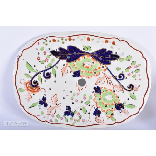 603 - AN EARLY 19TH CENTURY DAVENPORT POTTERY STRAINING DISH together with another Davenport footed dish &... 