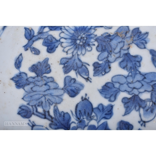 612 - A PAIR OF 17TH CENTURY CHINESE BLUE AND WHITE PORCELAIN PLATES Kangxi. 22cm diameter.