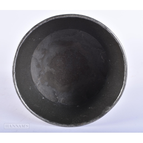 621 - Antique 'Tudric' Pewter Cache Pot, Hammer Textured. 13 cm wide.