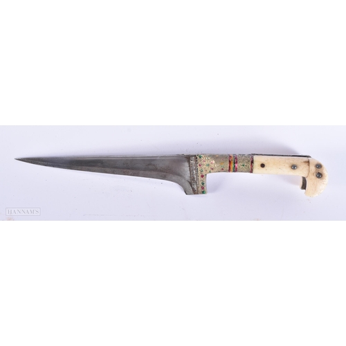 623 - AN ANTIQUE CONTINENTAL EASTERN KNIFE together with a Military item and an eel fork. Largest 50 cm lo... 