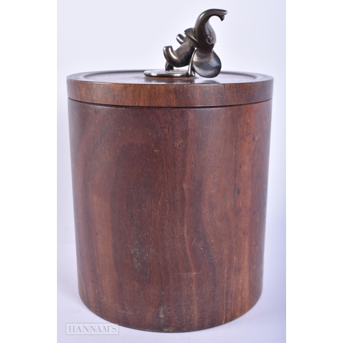 630 - Antique/Vintage Workstatte Hagenauer Wien Austrian Spinning Elephant String Box. 18cm high.