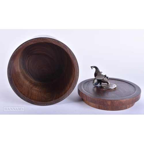 630 - Antique/Vintage Workstatte Hagenauer Wien Austrian Spinning Elephant String Box. 18cm high.