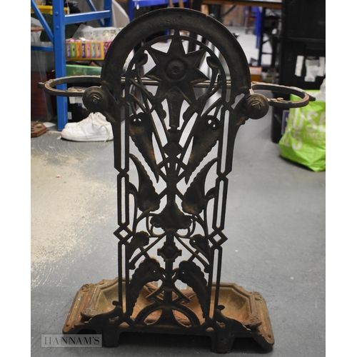 65 - AN UNUSUAL VICTORIAN CAST IRON STICK STAND possibly Christopher Dresser or Coalbrookdale. 75 cm x 55... 