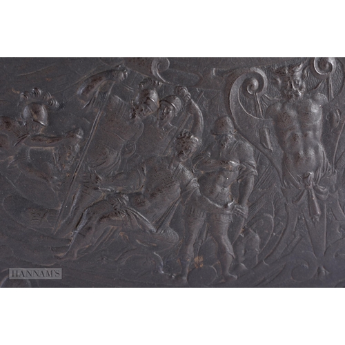 66 - A VERY LARGE 19TH CENTURY CAST IRON CLASSICAL SHIELD in the manner of Elkington & Co, decorated with... 