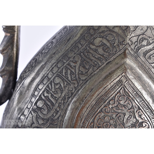 67 - A LARGE 17TH/18TH CENTURY MIDDLE EASTERN ISLAMIC EWER decorated with birds and scripture. 38cm x 22c... 