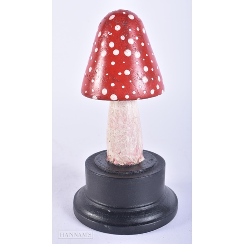 694 - A FOLK ART PAINTED WOOD MUSHROOM SPECIMEN. 17 cm high.