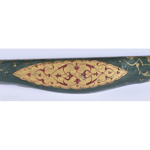 721 - AN OTTOMAN TURKISH LACQUERED AND PAINTED WOODEN ARCHERY BOW. 77 cm x 35 cm.