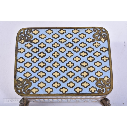 737 - AN ANTIQUE FRENCH CHAMPLEVE ENAMEL CASKET. 9 cm x 7 cm.