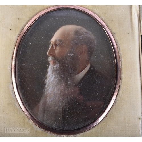 742 - Antique Miniature Portrait of Man w/ Beard Hand Painted. 12 cm x 9 cm.