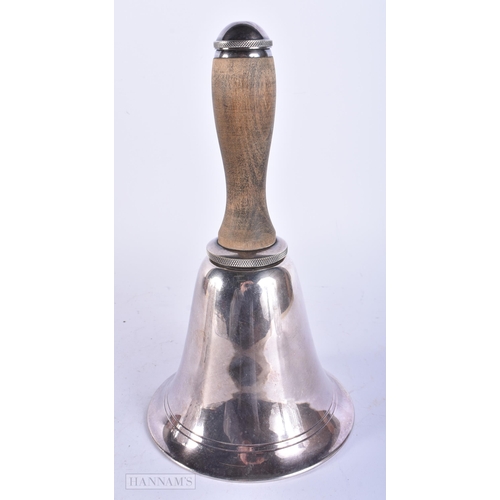 764 - A SILVER PLATED BELL FORM COCKTAIL SHAKER. 27cm high.