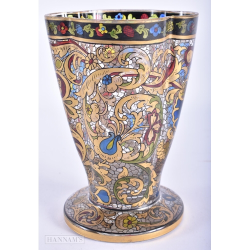 77 - A FINE ART NOUVEAU JULIUS MULHAUS & CO HAIDA BOHEMIAN GLASS VASE beautifully painted with flowers an... 