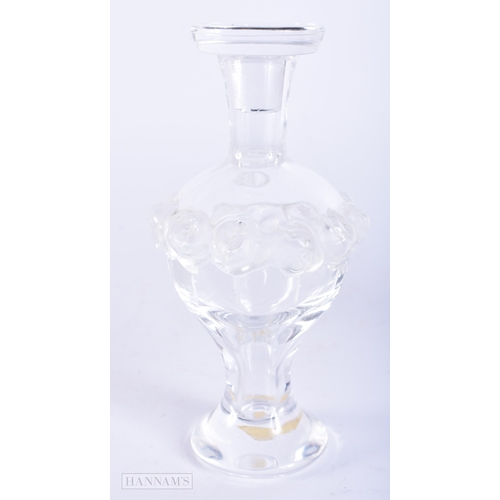 772 - A LALIQUE GLASS BOTTLE AND STOPPER. 14cm high.