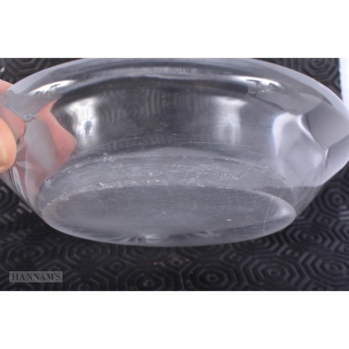 776 - A FRENCH LALIQUE GLASS LION DISH. 13 cm wide.