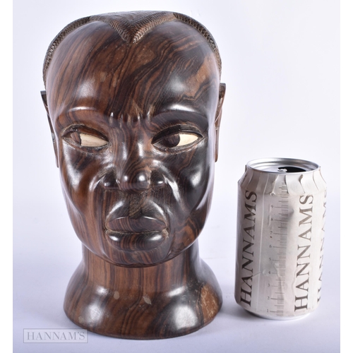 80 - A LOVELY AFRICAN CARVED LIGNUM VITAE BUST OF A MALE. 23 cm x 12 cm.