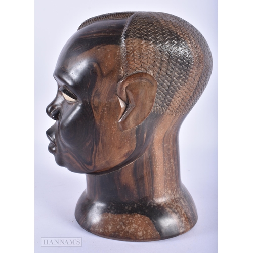 80 - A LOVELY AFRICAN CARVED LIGNUM VITAE BUST OF A MALE. 23 cm x 12 cm.